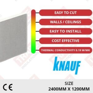 Knauf Plasterboard Wallboard 12.5mm (2400mm x 1200mm) (2.88m2) Square Edge 2 Knauf Wallboard Features (2400mm x 1200mm)